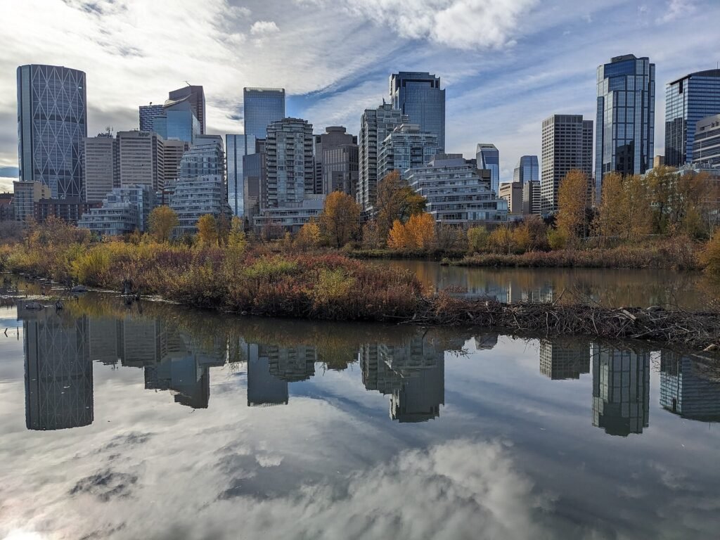 A Canadian flag flies over Calgary as Albertans voted to remain in Canada