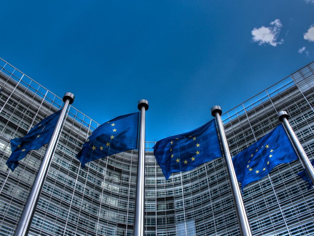 European Union flags, symbolising the free movement area