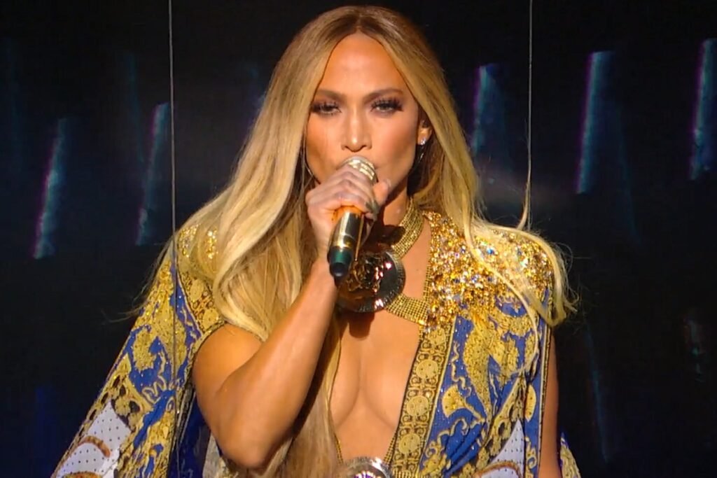 Jennifer Lopez performing on stage