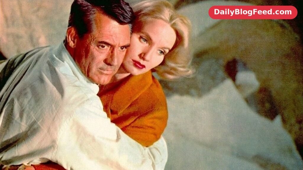 Cary Grant in the Mount Rushmore climax of North by Northwest, 1959