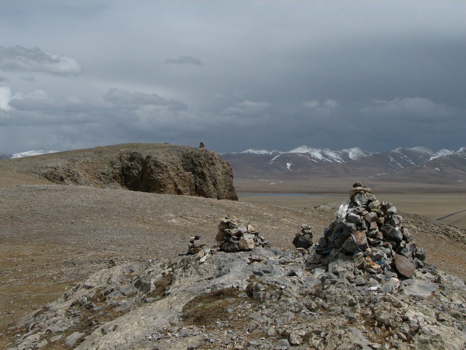 Mountain peaks behind Nam Tso in the Tibetan highlands