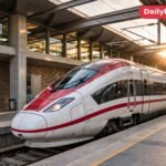 Modern Spanish high-speed train at a station platform